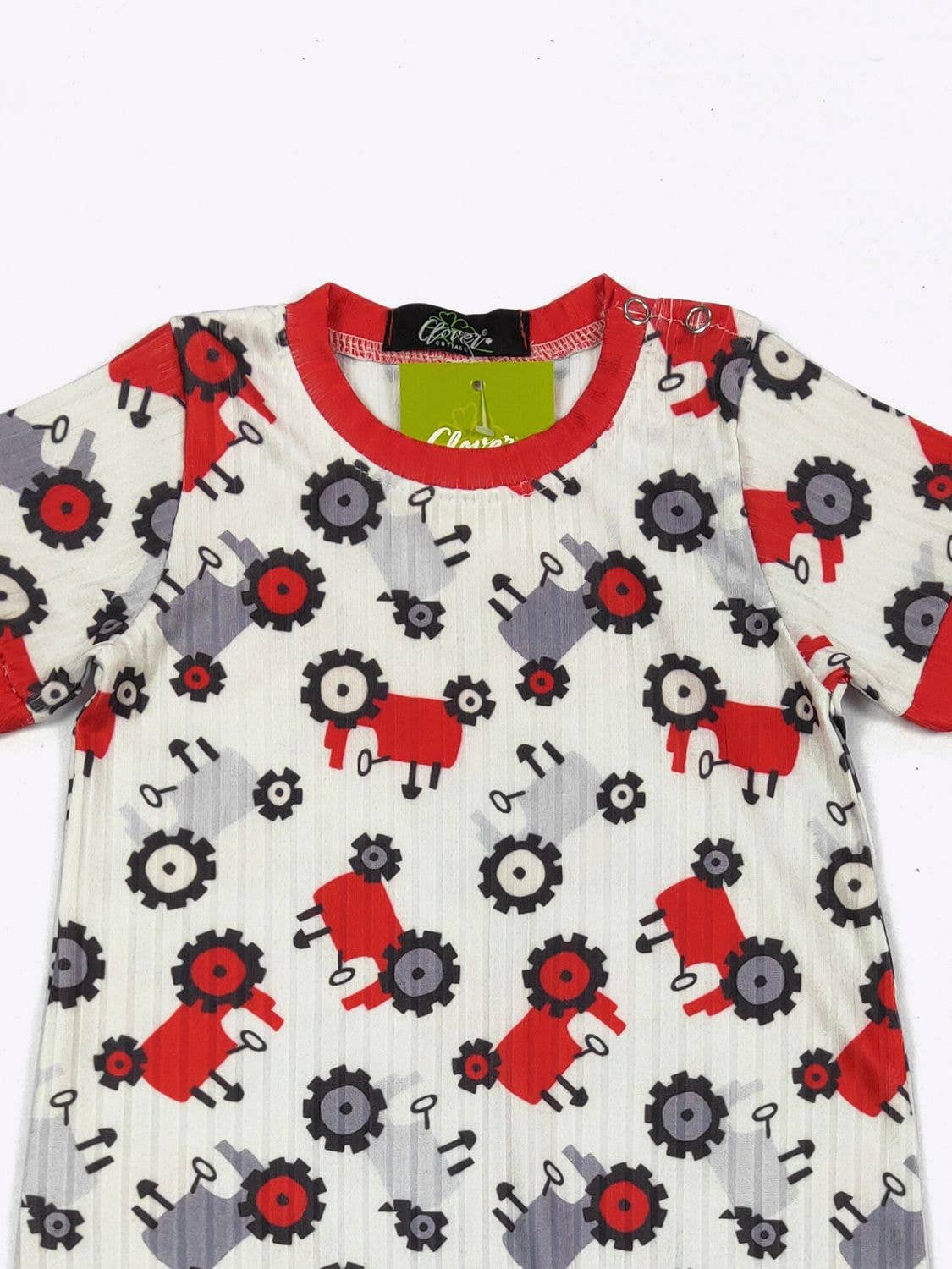 Grey & Red Tractor Boy Romper
