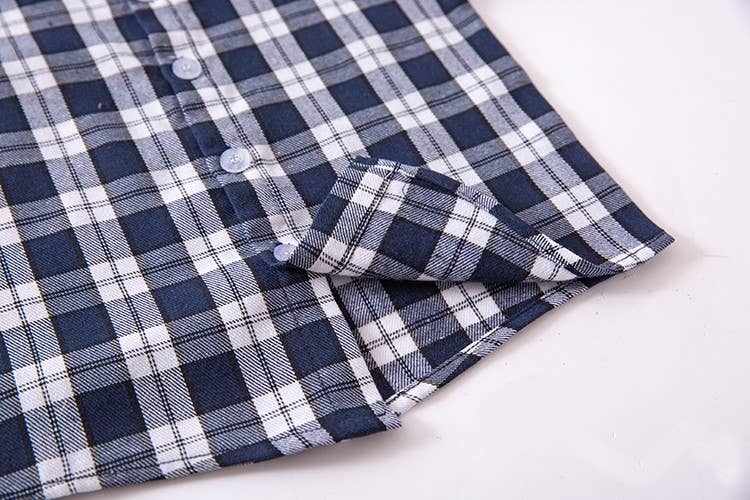 Navy & White Plaid Cotton Button-Down Shirt – Baby & Toddler