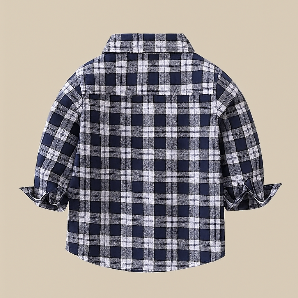 Navy & White Plaid Cotton Button-Down Shirt – Baby & Toddler