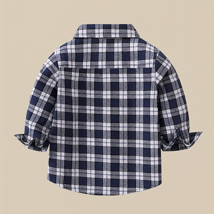 Navy & White Plaid Cotton Button-Down Shirt – Baby & Toddler