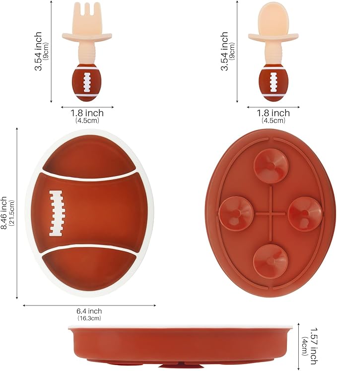 Football Shaped Silicone Plate Set