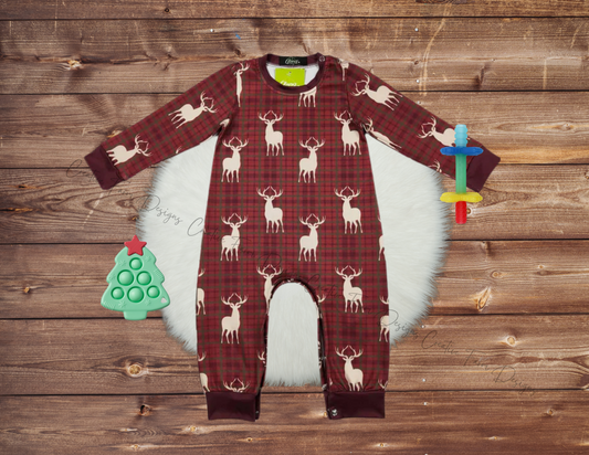 Crimson Stag Boy Romper